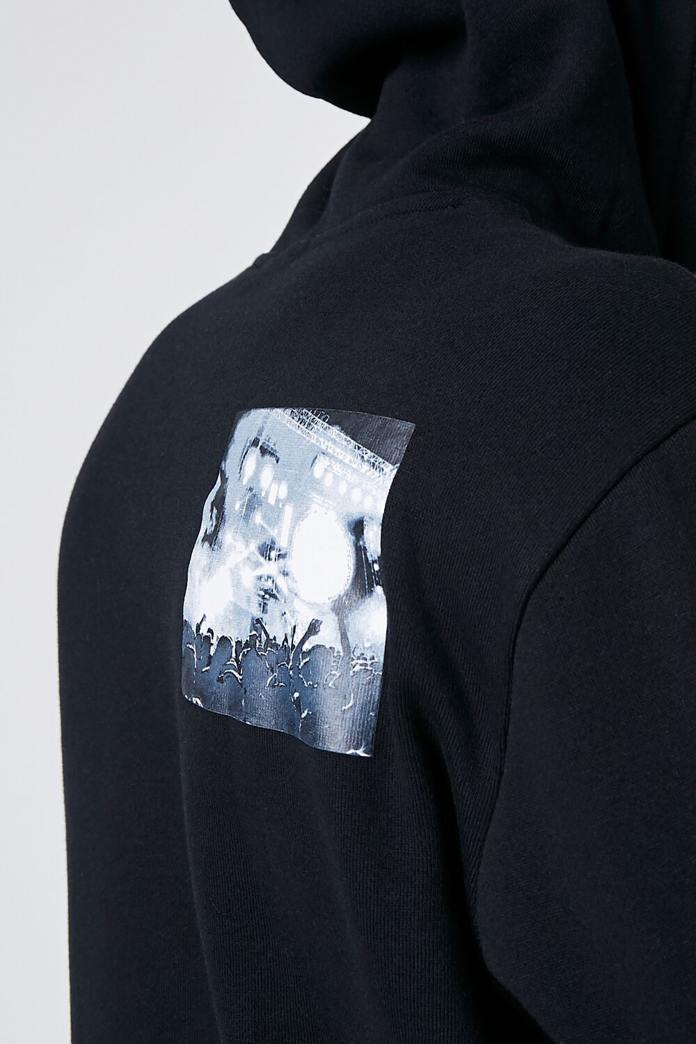  Forever 21 Cityscape Graphic Fleece Hoodie - black multi - Bonton