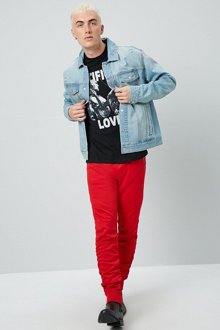  Forever 21 Distressed Denim Jacket - light-denim - Bonton