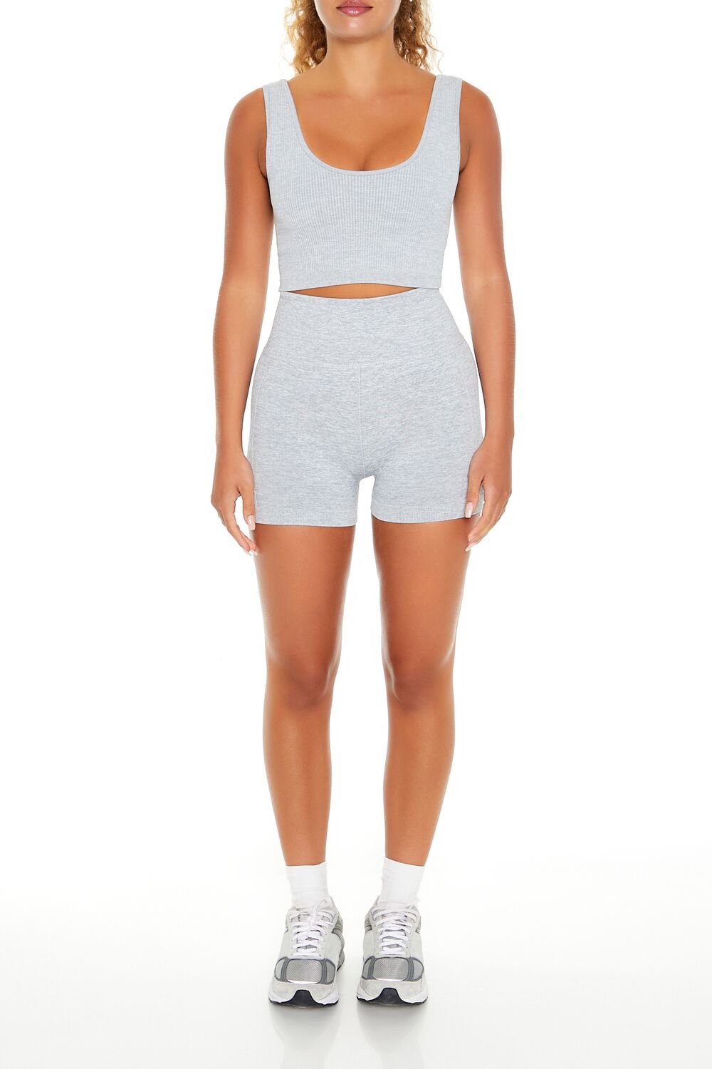  Forever 21 Seamless Ribbed Sports Bra - heather grey - Bonton