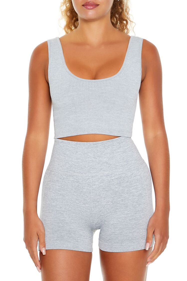  Forever 21 Seamless Ribbed Sports Bra - heather grey - Bonton