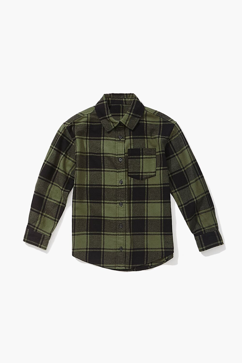 Forever 21 Kids Plaid Shirt (Girls + Boys) - olive black - Bonton