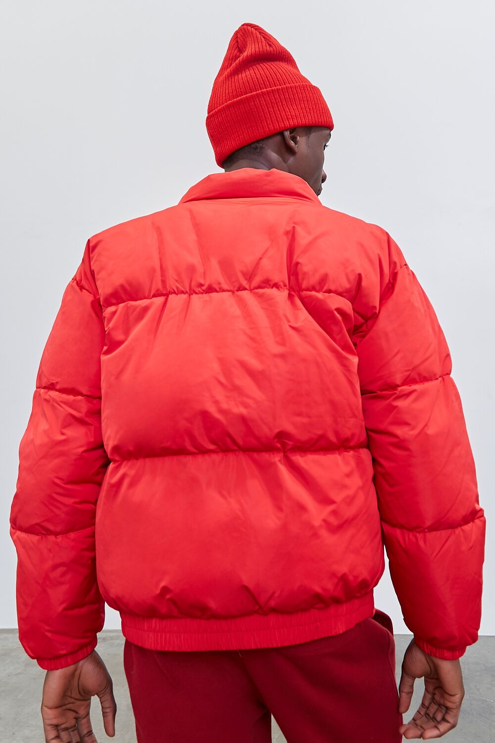  Forever 21 Embroidered Pantone Zip-Up Puffer Jacket - red-swatch - Bonton