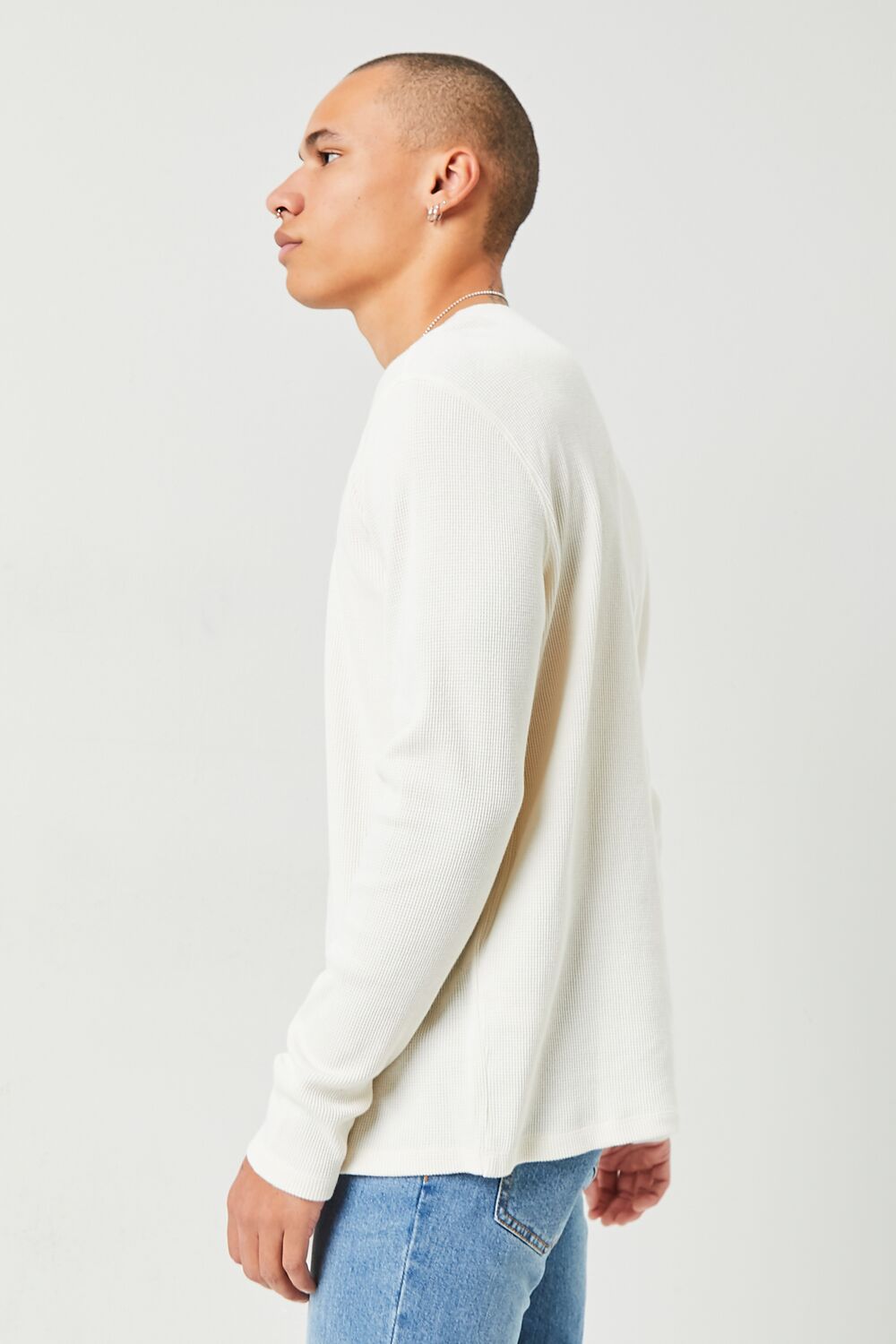  Forever 21 Henley Thermal Top - cream - Bonton