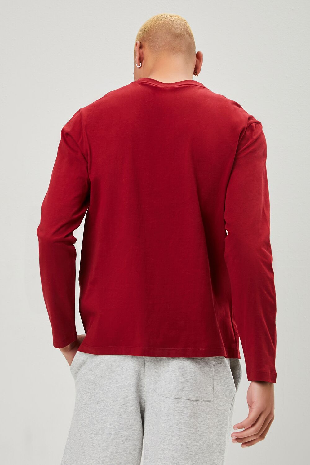  Forever 21 Long-Sleeve Crew Neck Tee - burgundy - Bonton