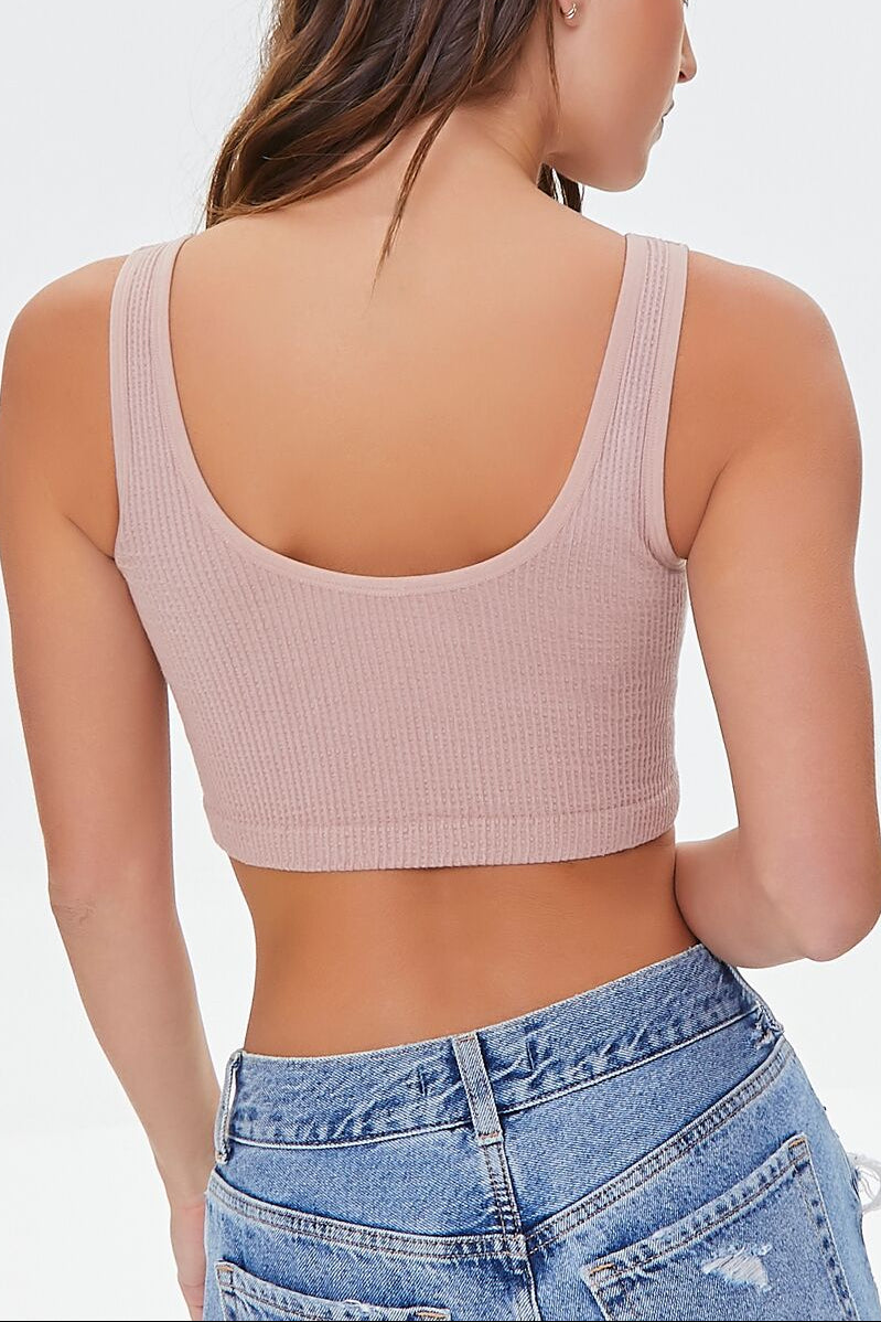  Forever 21 Ribbed Seamless Bralette - taupe - Bonton