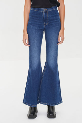 Recycled Cotton Faded Flare Jeans