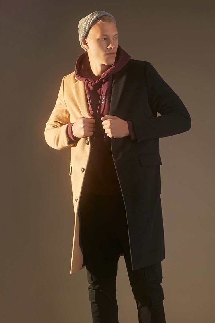  Forever 21 Colorblock Longline Coat - black-deep-taupe-swatch - Bonton