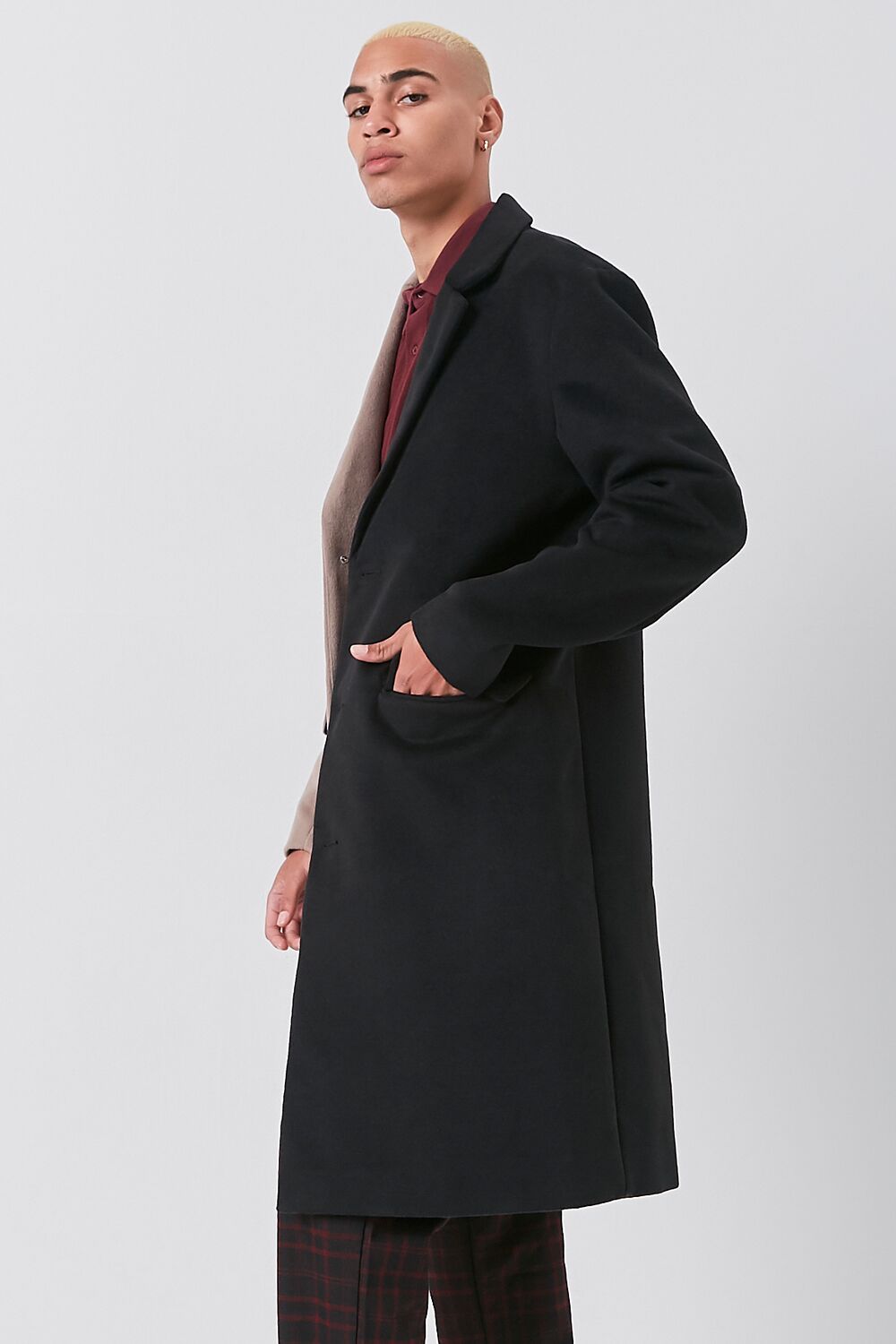  Forever 21 Colorblock Longline Coat - black-deep-taupe-swatch - Bonton