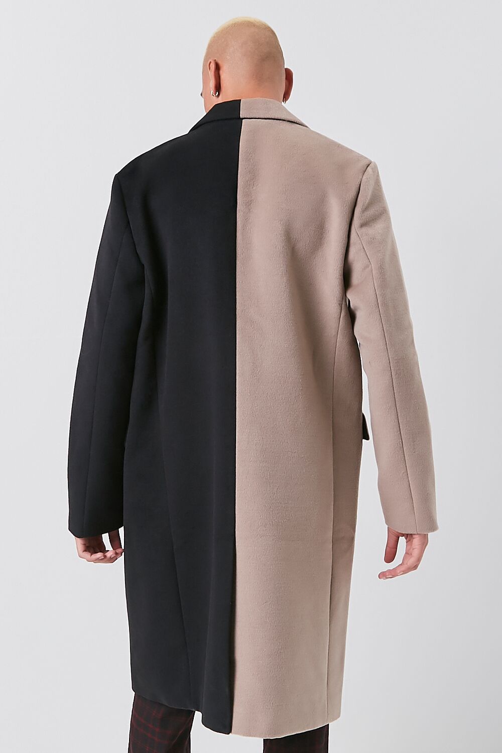  Forever 21 Colorblock Longline Coat - black-deep-taupe-swatch - Bonton