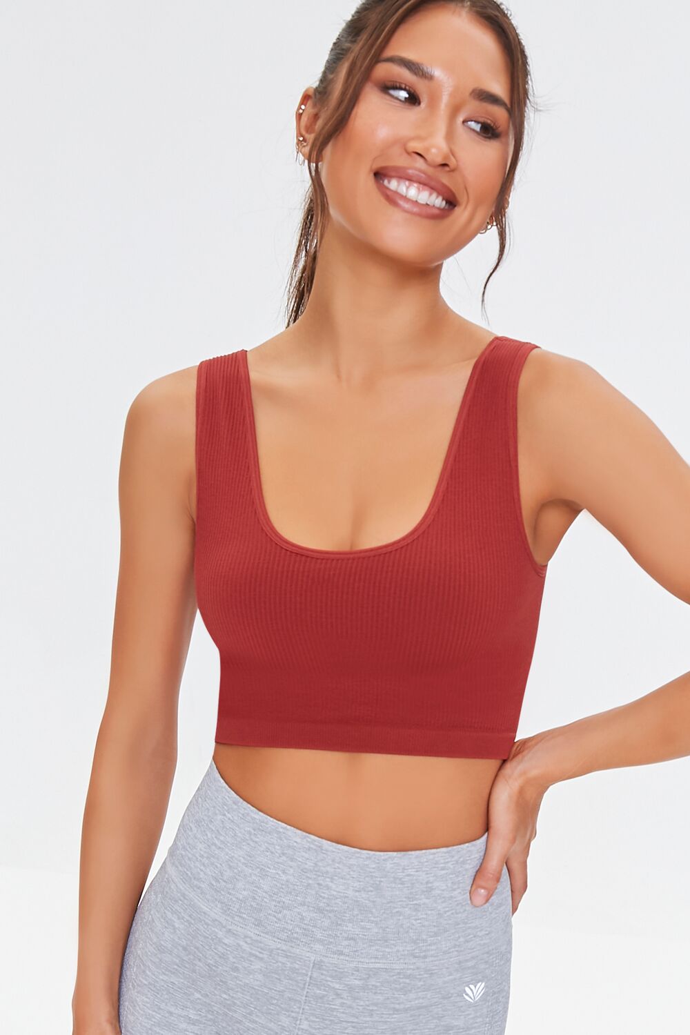  Forever 21 Seamless Ribbed Sports Bra - brick - Bonton