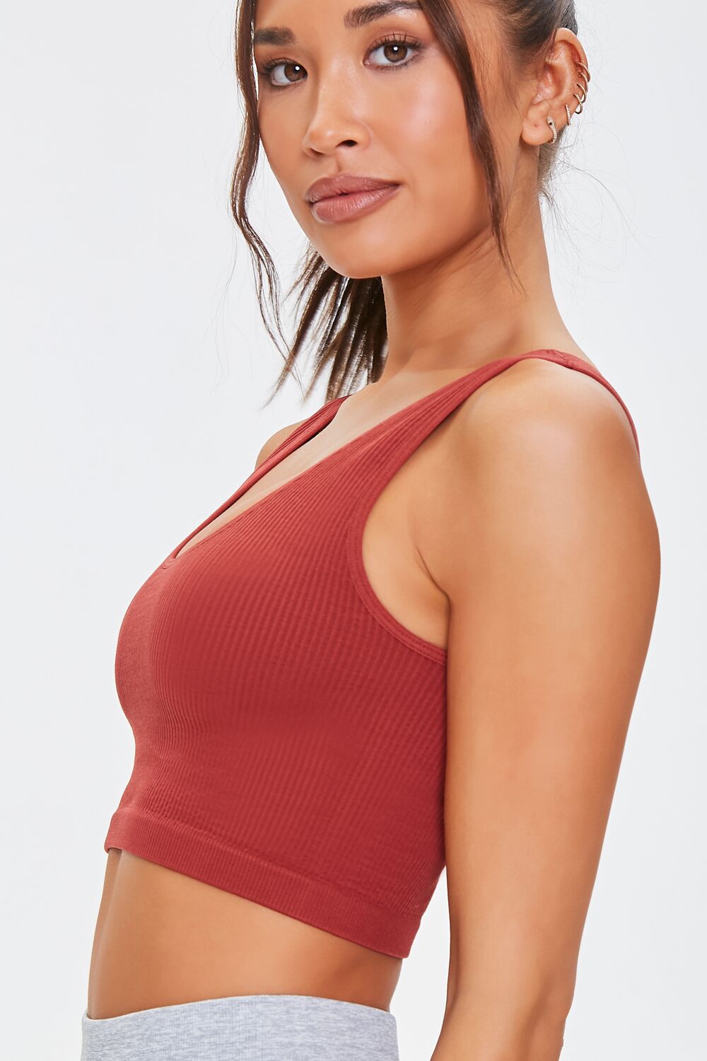  Forever 21 Seamless Ribbed Sports Bra - brick - Bonton