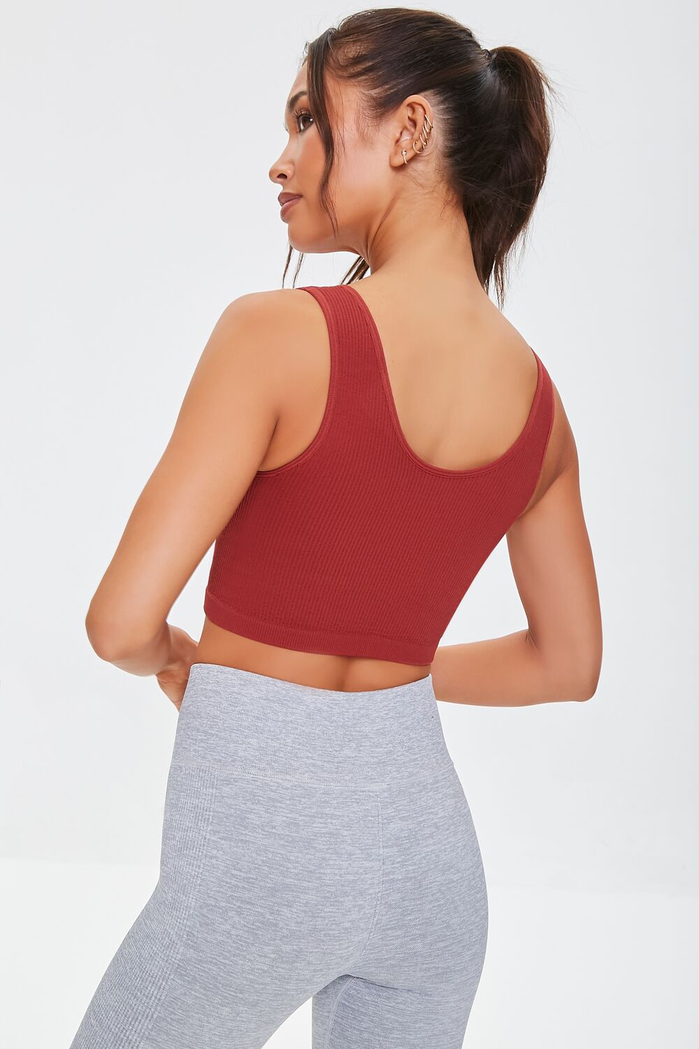  Forever 21 Seamless Ribbed Sports Bra - brick - Bonton