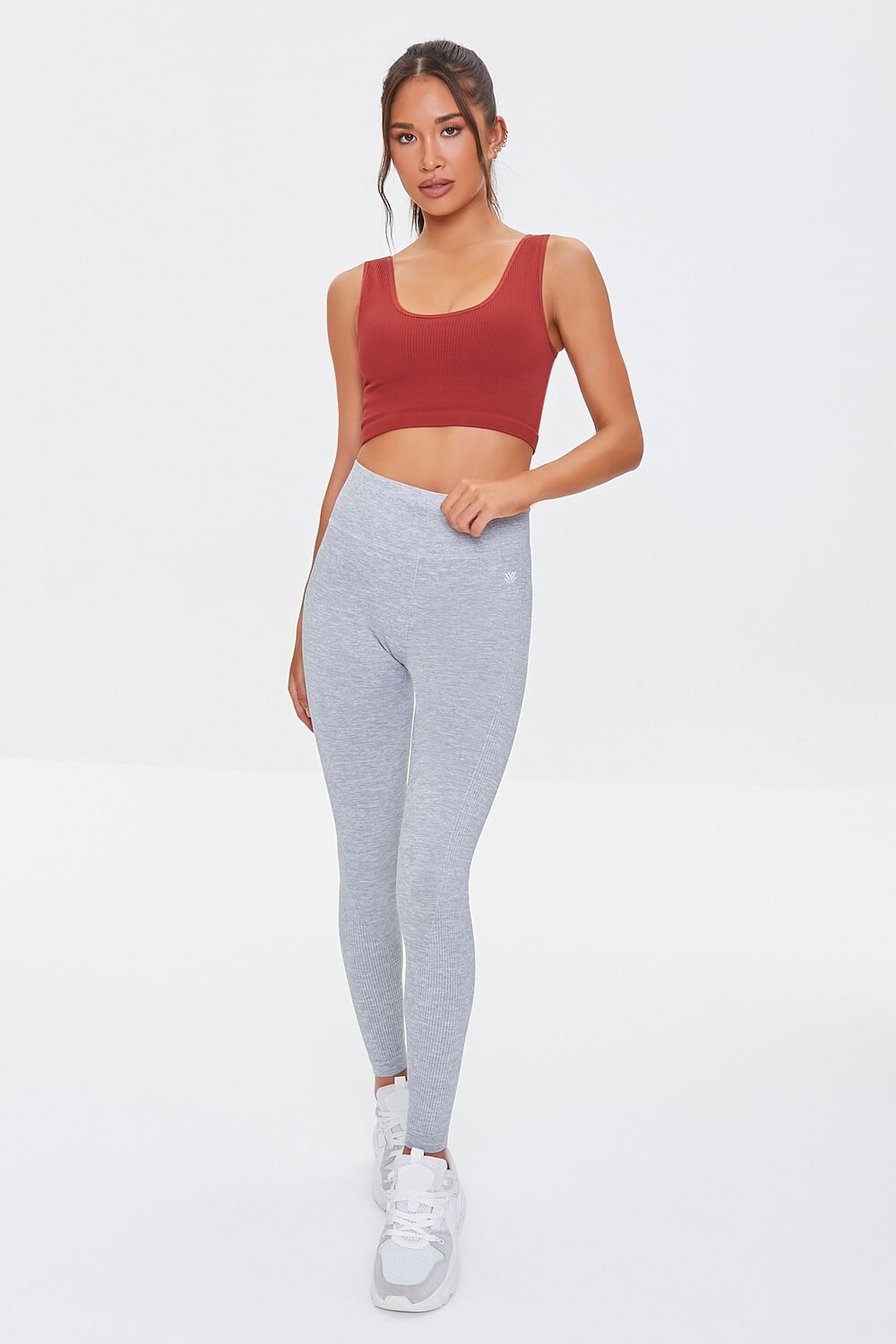  Forever 21 Seamless Ribbed Sports Bra - brick - Bonton
