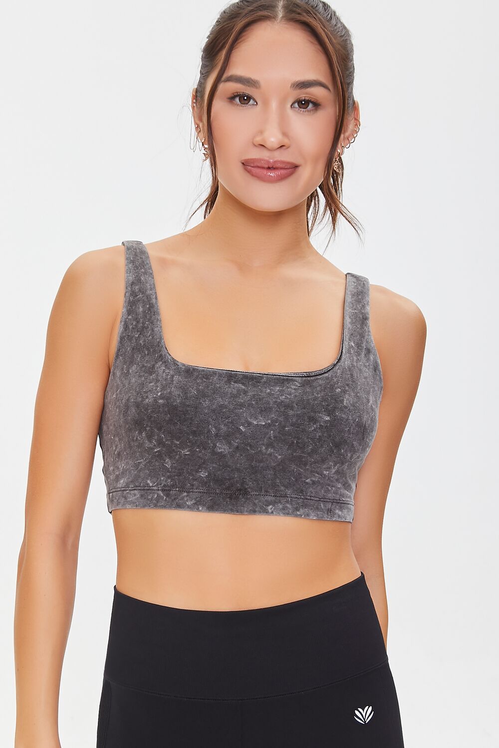 Forever 21 Oil Wash Longline Sports Bra - charcoal - Bonton