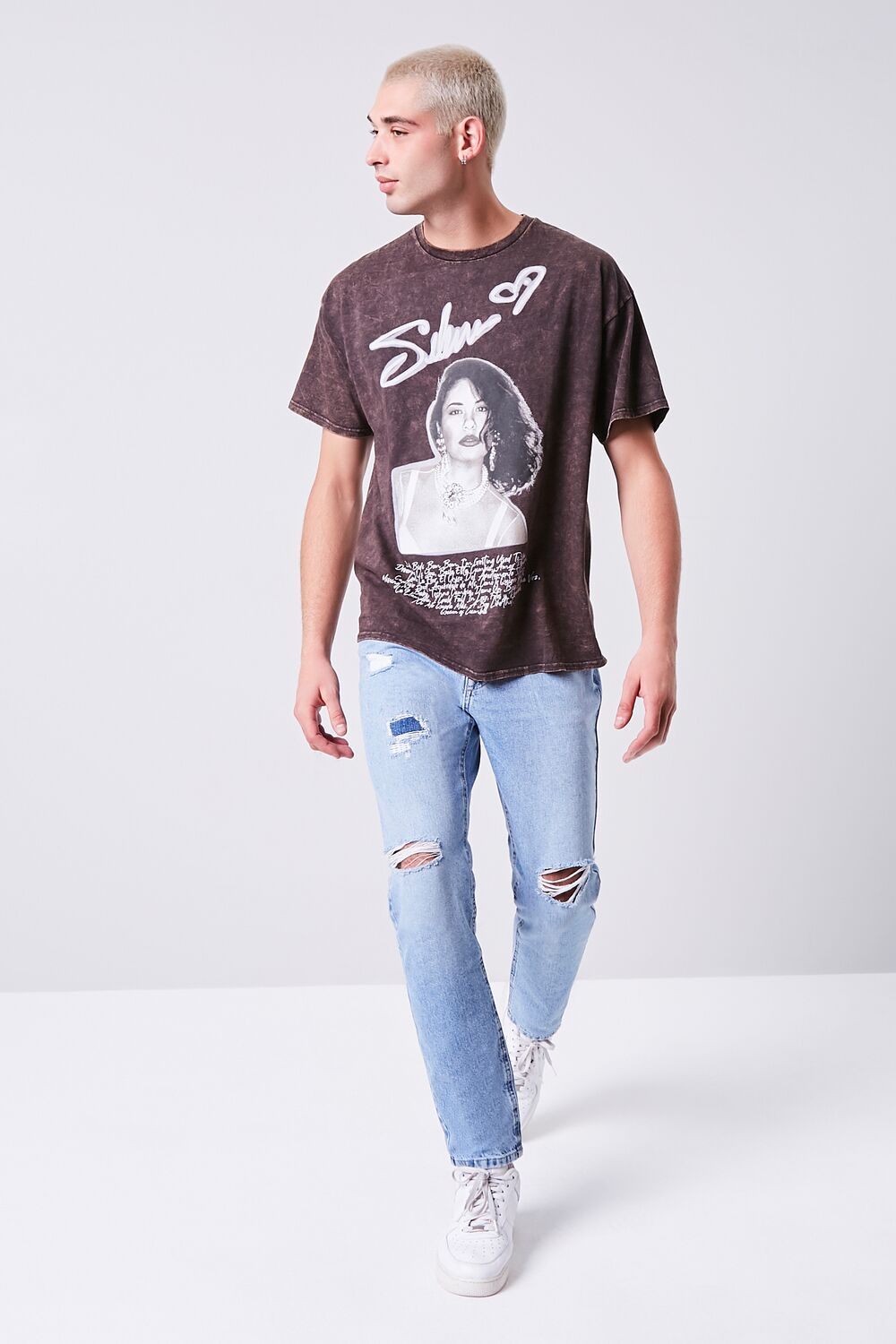  Forever 21 Selena Graphic Mineral Wash Tee - black multi - Bonton