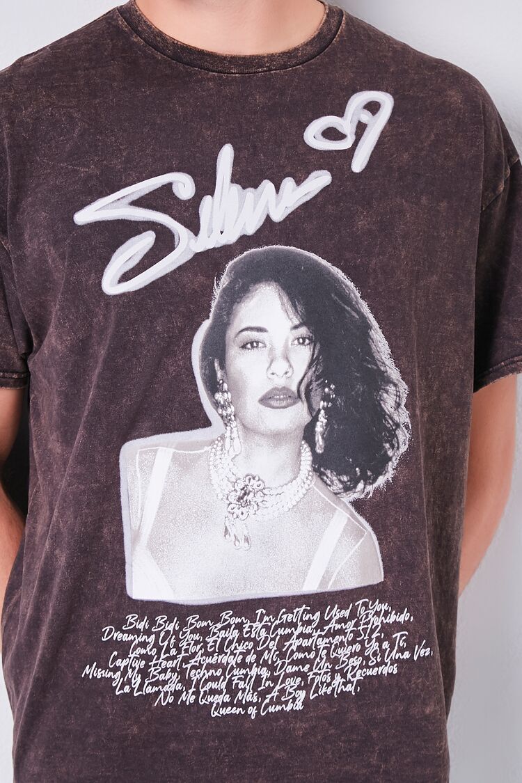 Forever 21 Selena Graphic Mineral Wash Tee - black multi - Bonton