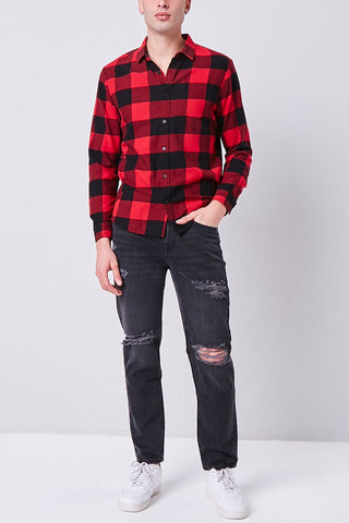 Distressed Straight-Leg Jeans