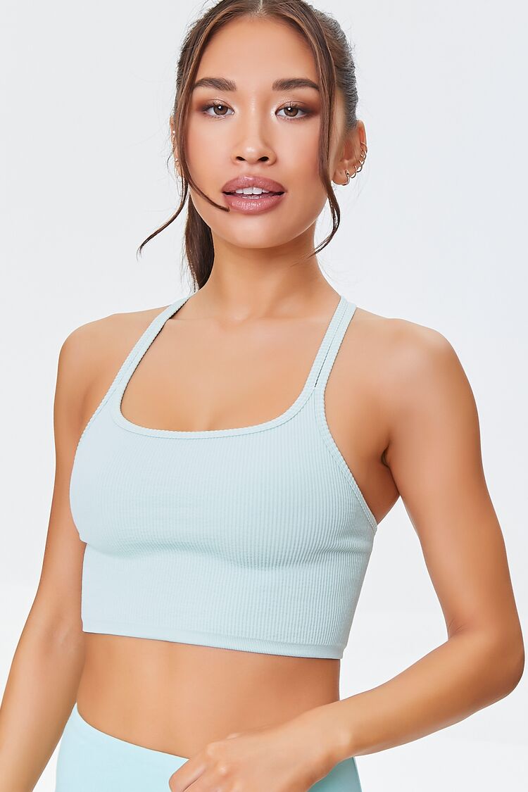 Forever 21 Seamless Caged-Back Sports Bra - mint - Bonton