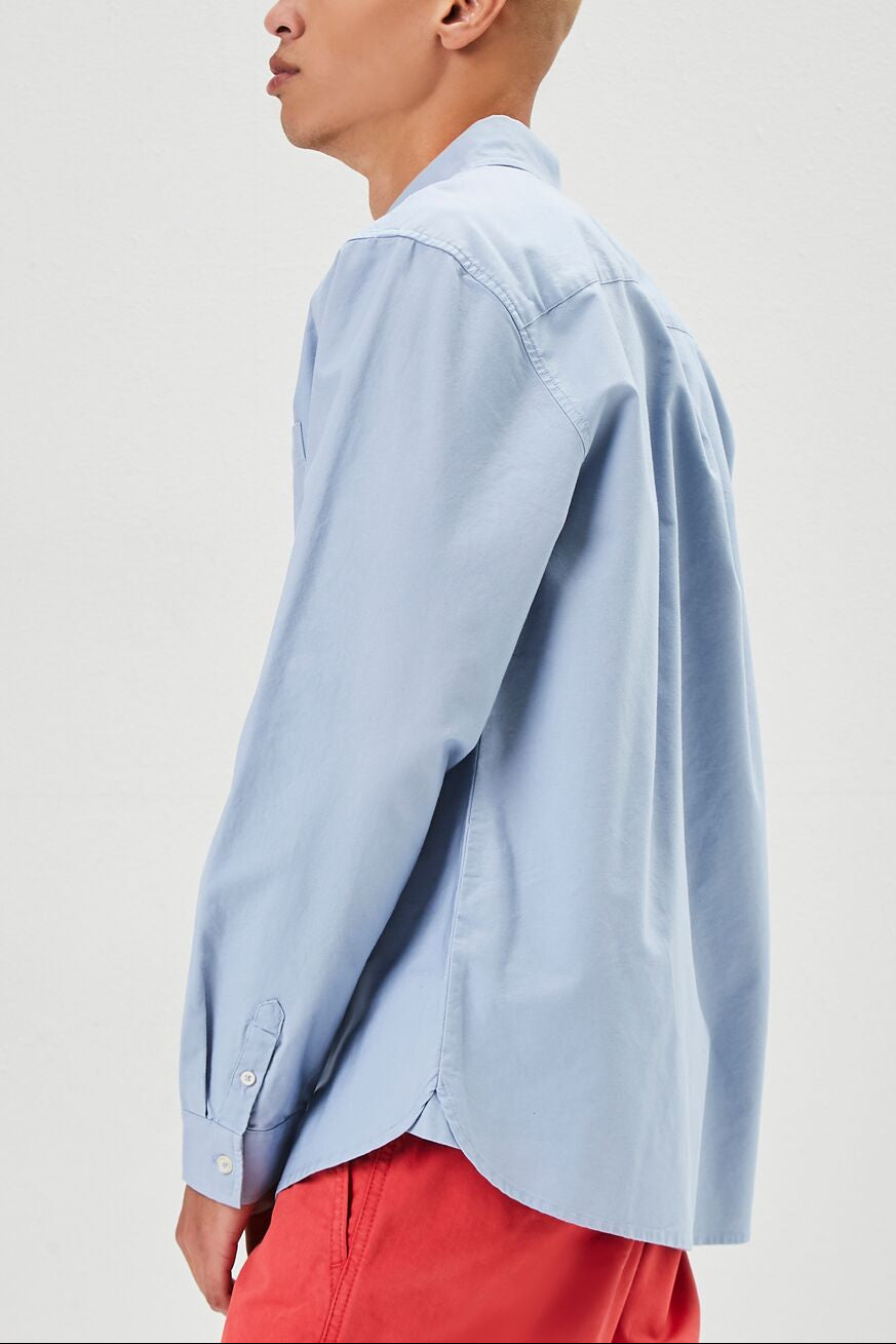  Forever 21 Pocket Button-Front Shirt - dusty blue - Bonton