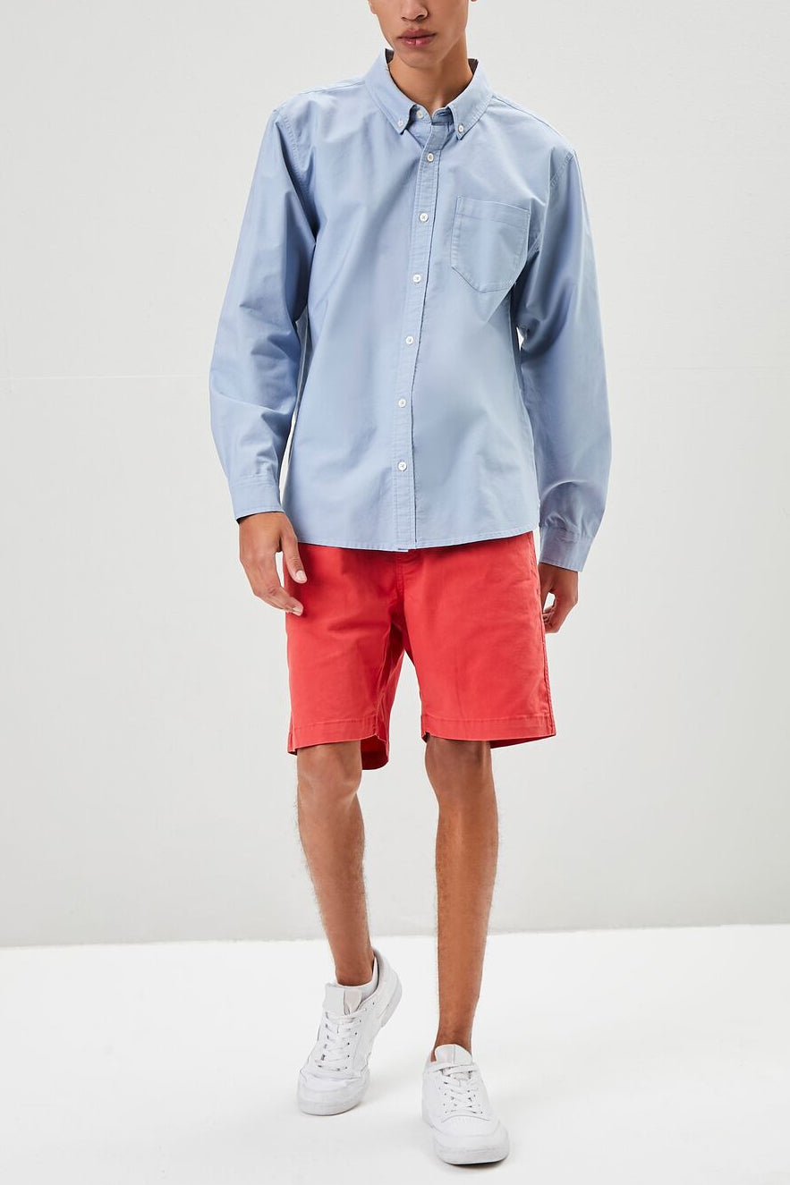  Forever 21 Pocket Button-Front Shirt - dusty blue - Bonton