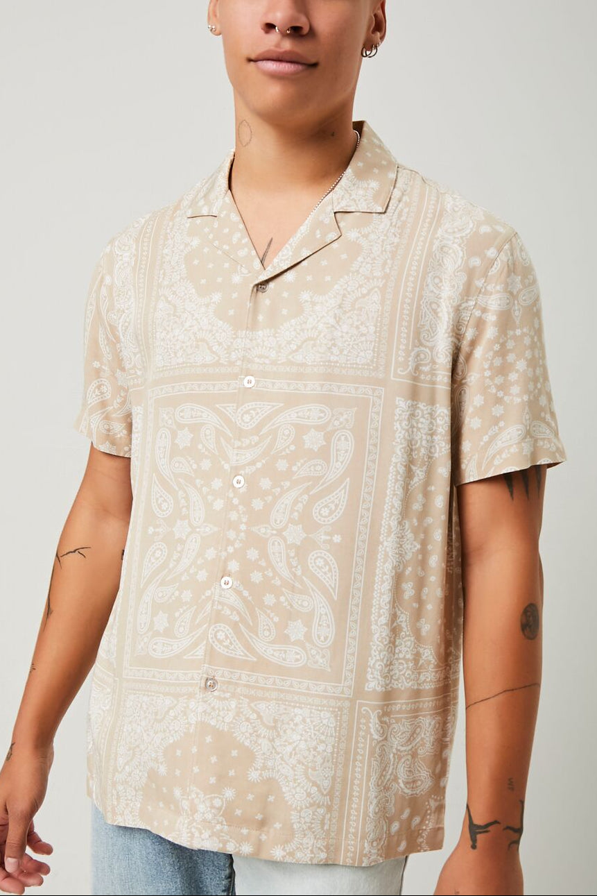  Forever 21 Paisley Print Shirt - taupe cream - Bonton
