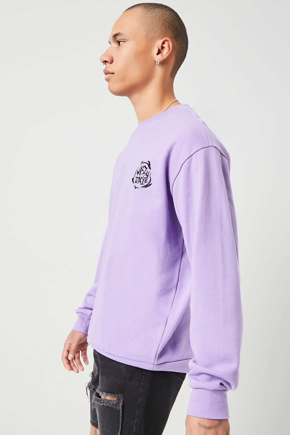  Forever 21 Embroidered Hazy Daze Tee - purple black - Bonton