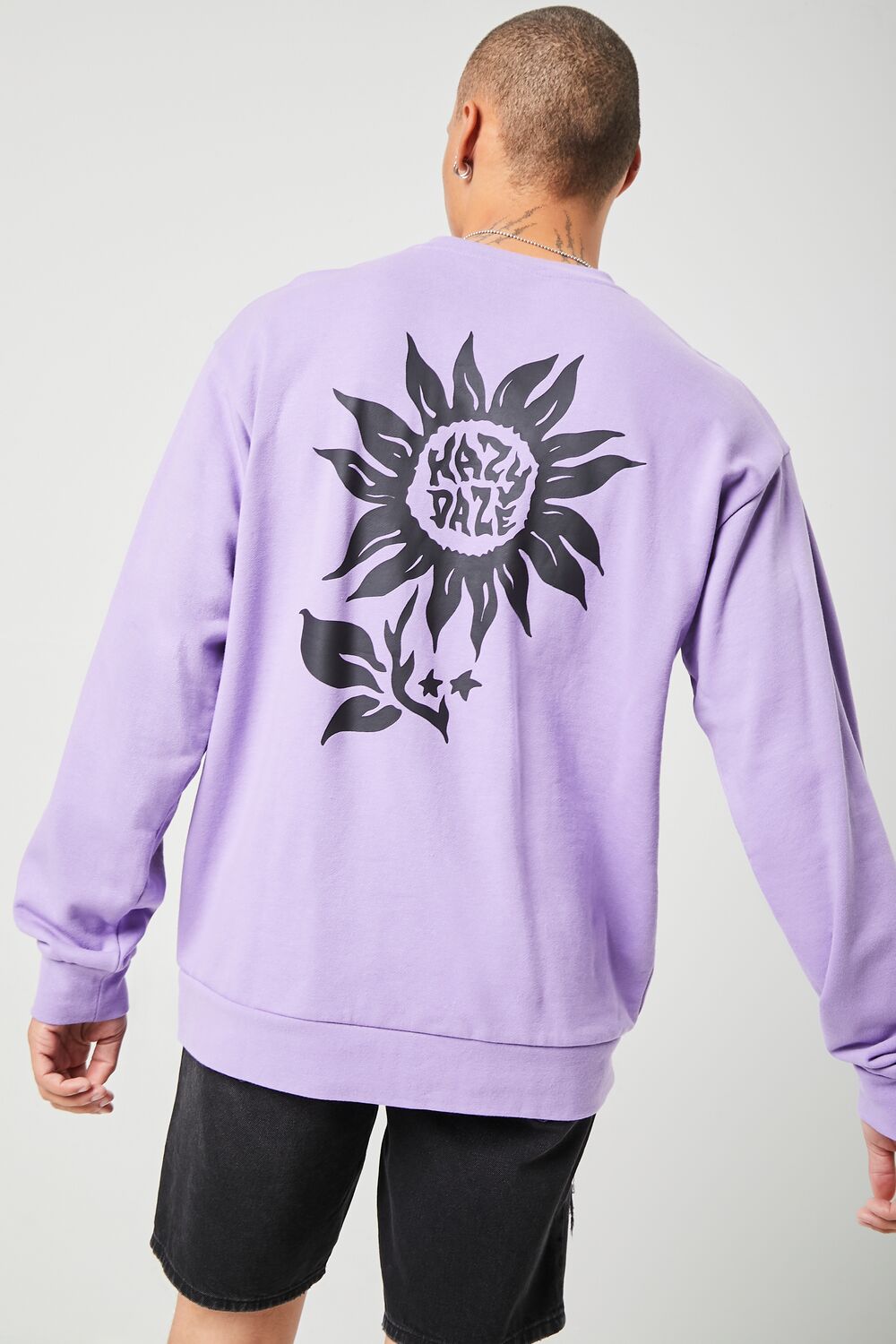  Forever 21 Embroidered Hazy Daze Tee - purple black - Bonton