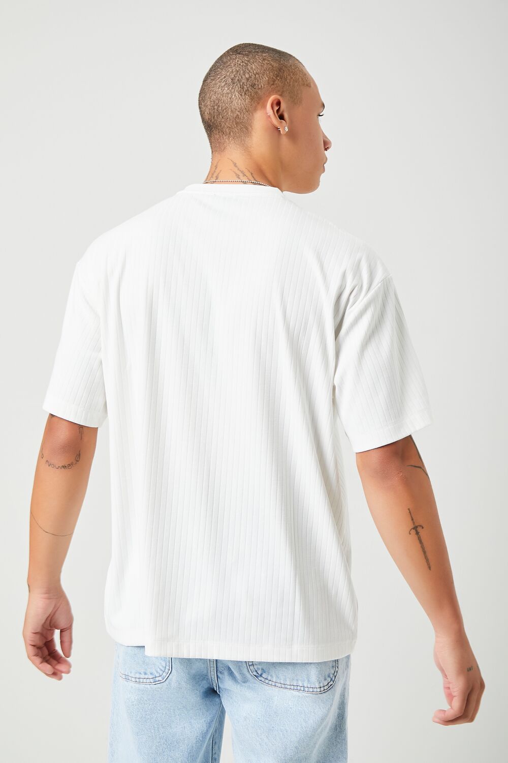  Forever 21 Ribbed Crew Neck Tee - white - Bonton
