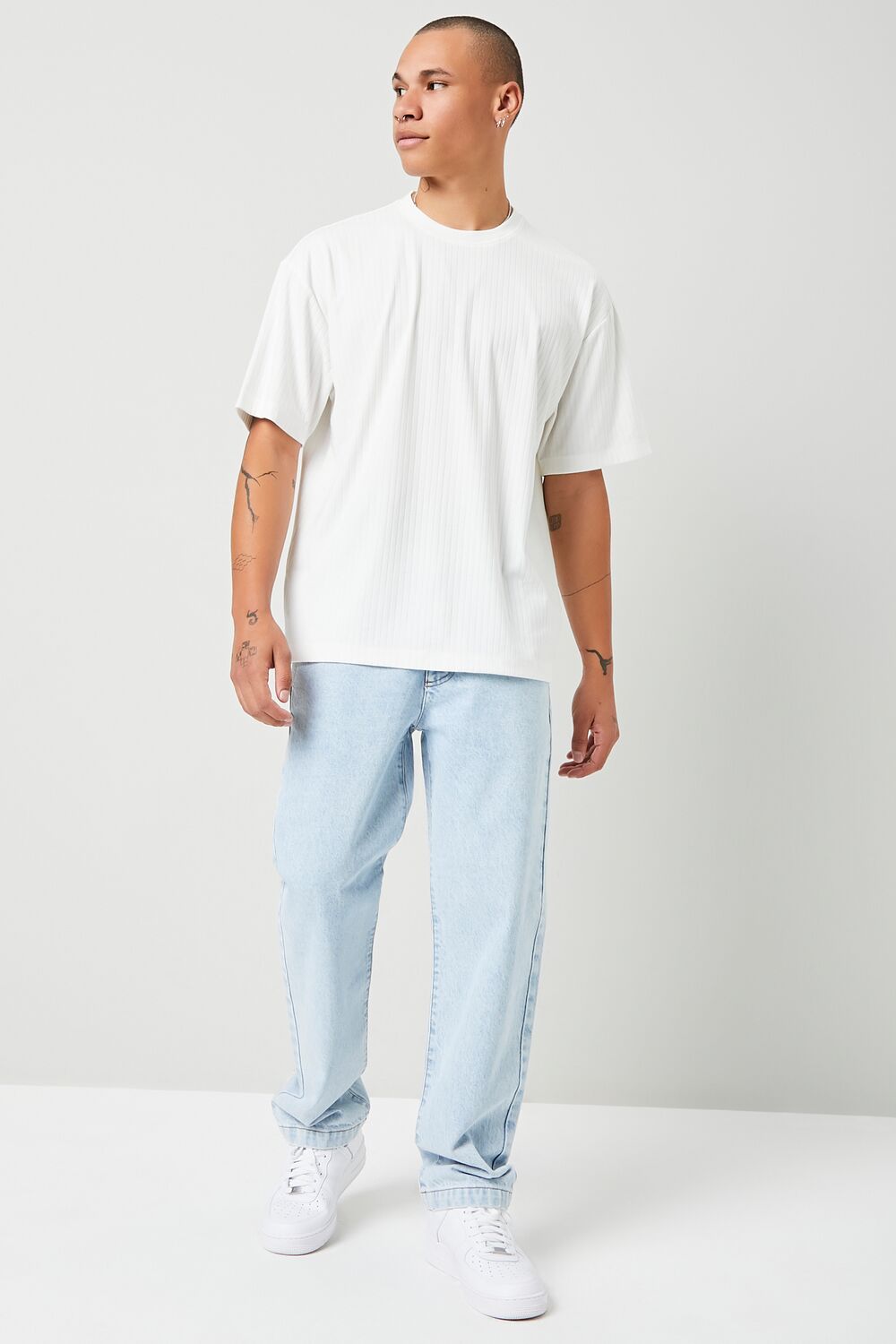  Forever 21 Ribbed Crew Neck Tee - white - Bonton