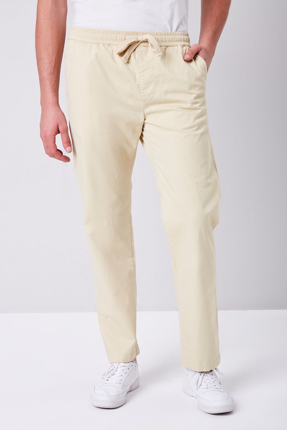 Forever 21 Drawstring Tapered Pants - khaki - Bonton