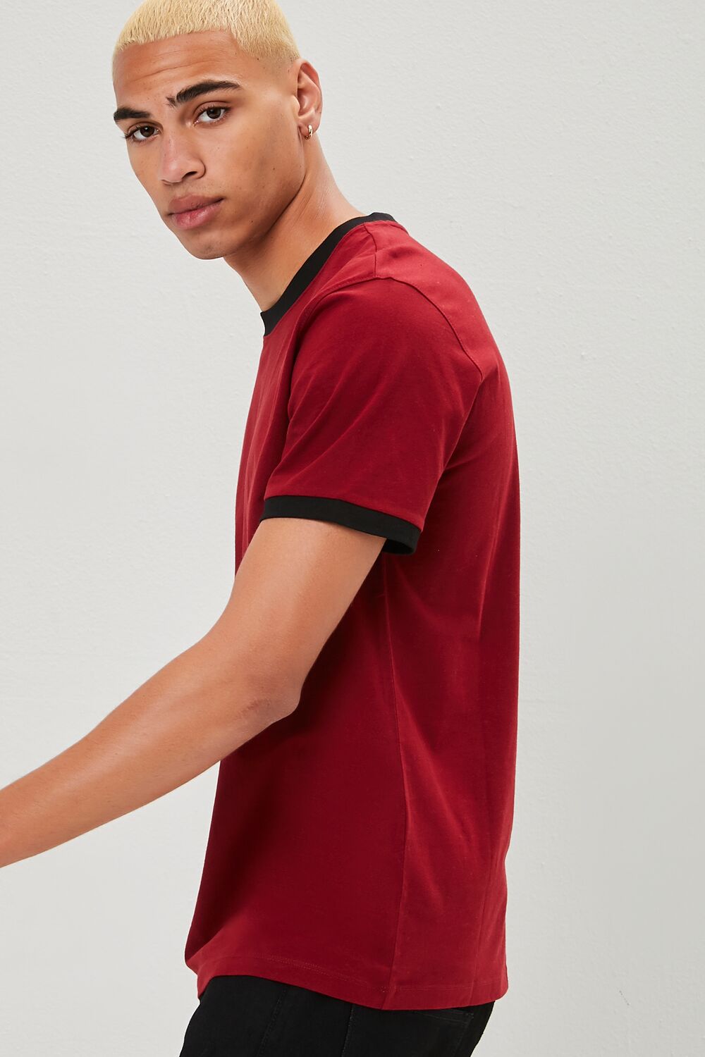  Forever 21 Crew Neck Ringer Tee - red black - Bonton
