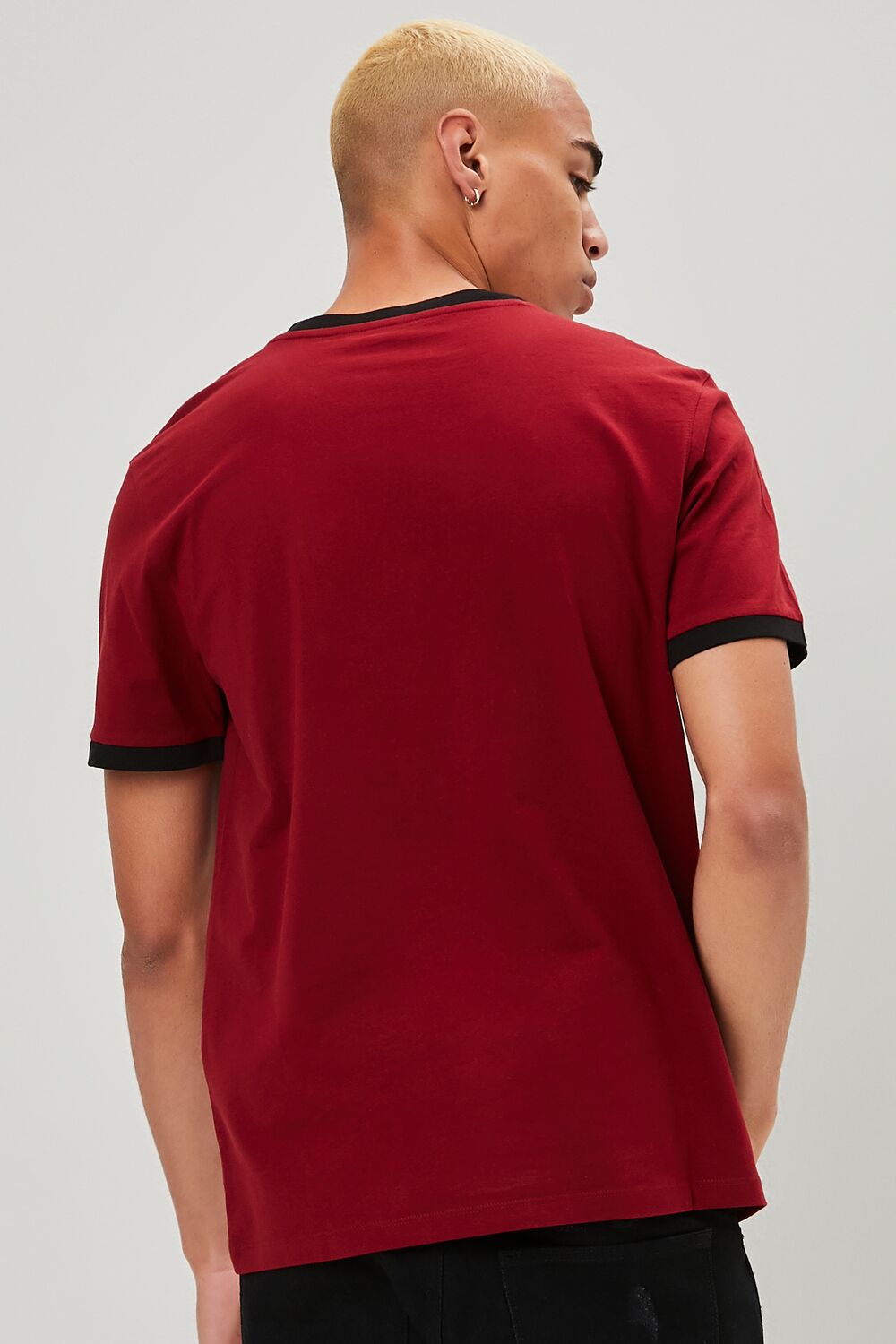  Forever 21 Crew Neck Ringer Tee - red black - Bonton