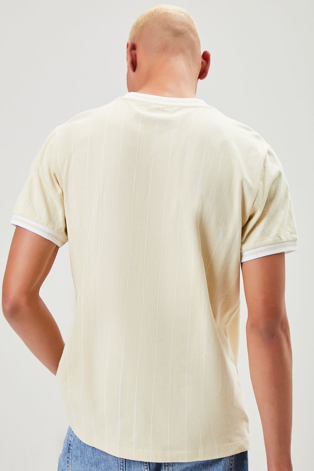  Forever 21 Pinstriped Ringer Tee - khaki white - Bonton