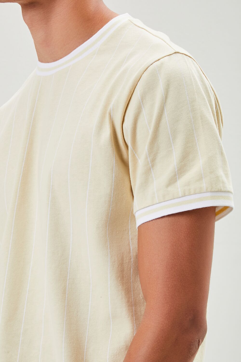  Forever 21 Pinstriped Ringer Tee - khaki white - Bonton