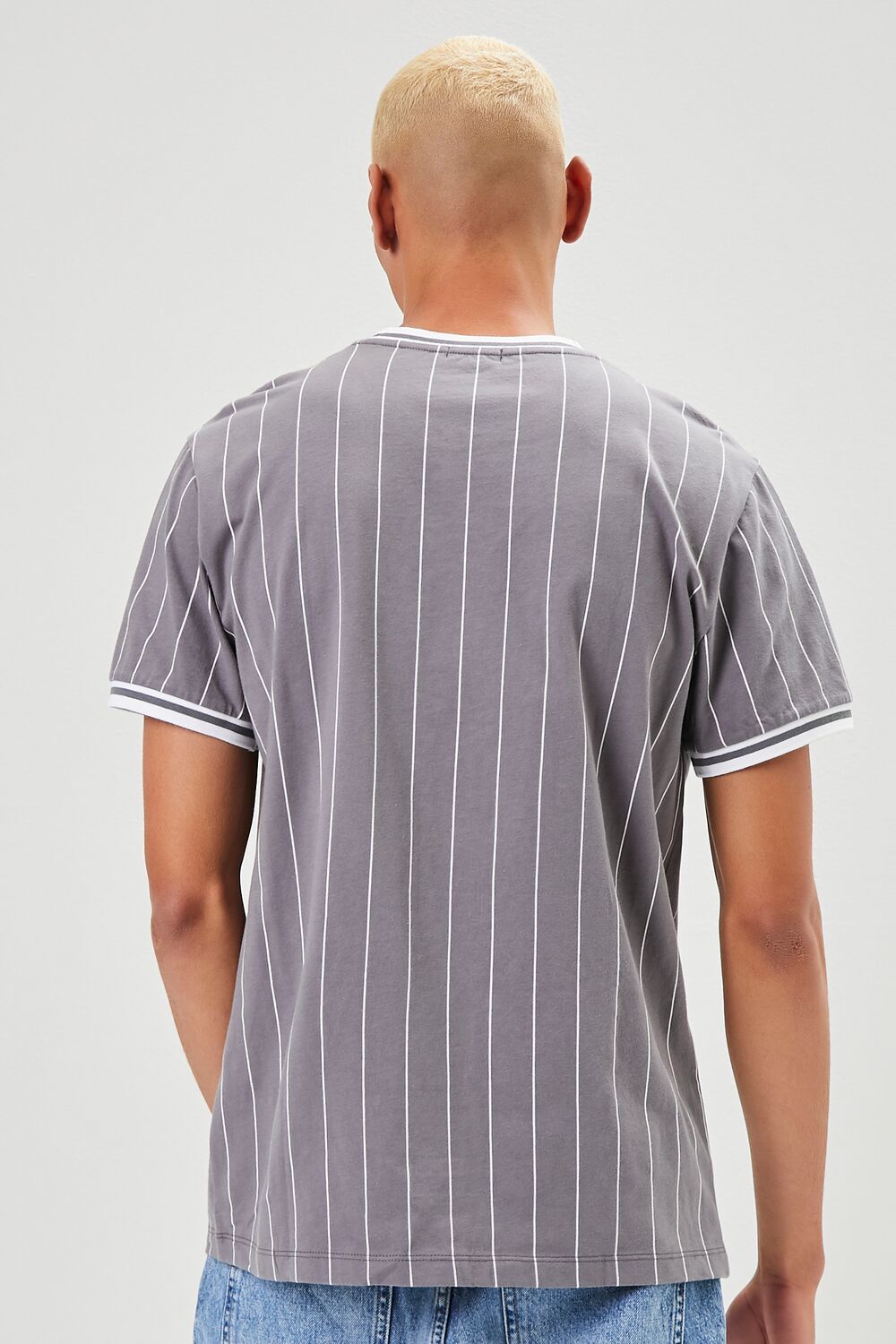  Forever 21 Pinstriped Ringer Tee - khaki white - Bonton