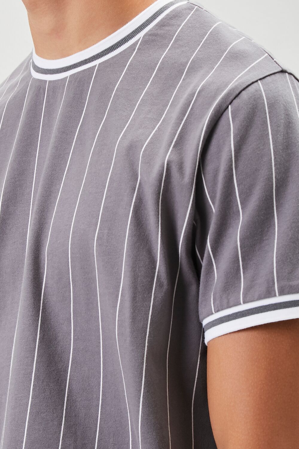  Forever 21 Pinstriped Ringer Tee - khaki white - Bonton