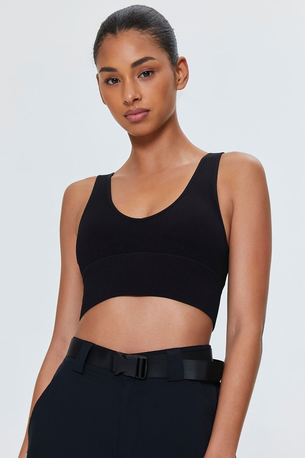  Forever 21 Seamless Longline Sports Bra - black - Bonton