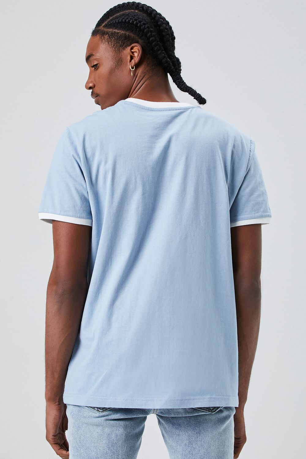  Forever 21 Crew Neck Ringer Tee - dusty blue white - Bonton