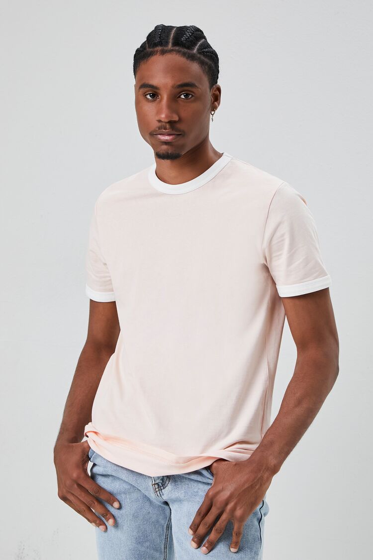  Forever 21 Crew Neck Ringer Tee - dusty blue white - Bonton