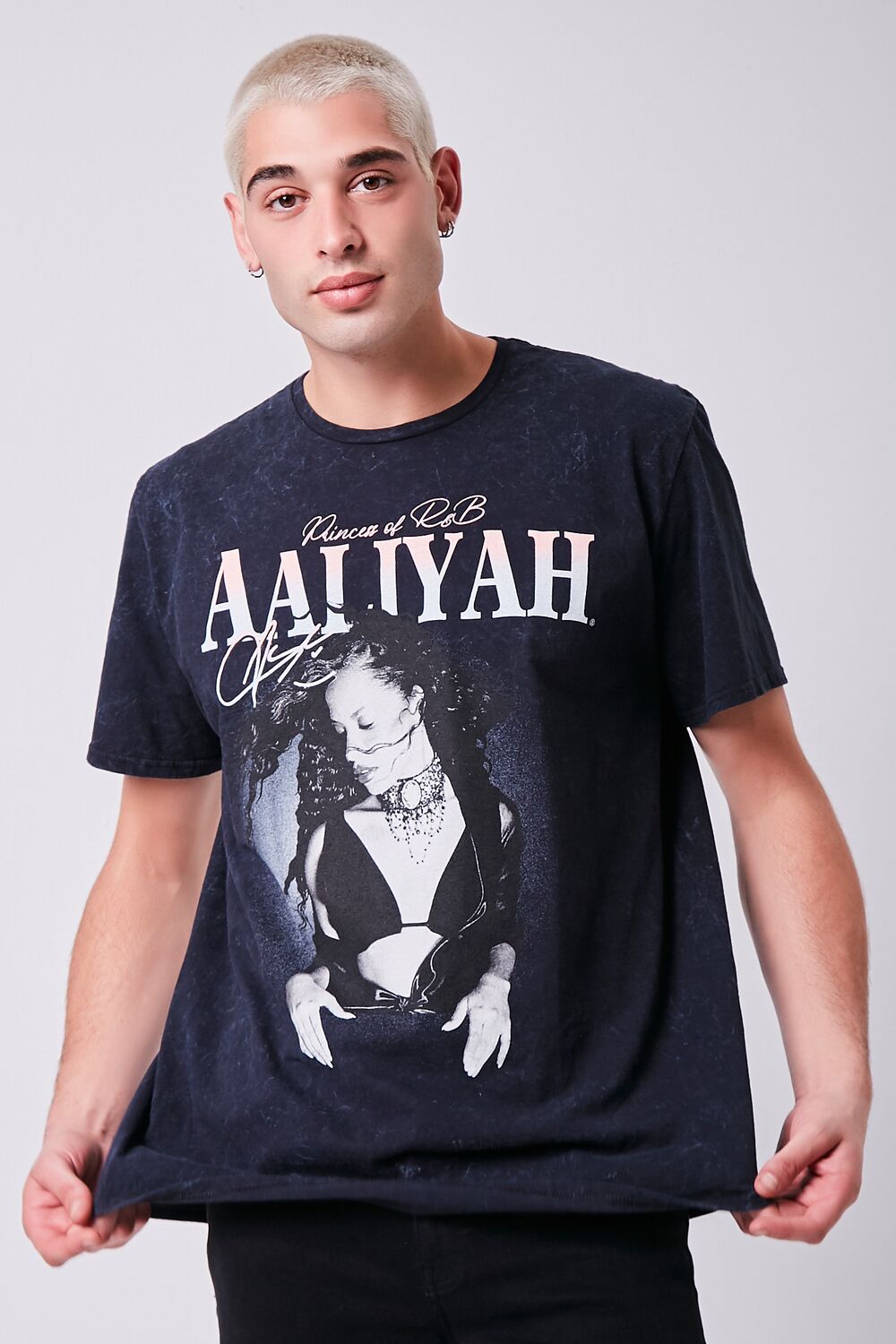  Forever 21 Aaliyah Graphic Oil Wash Tee - black multi - Bonton