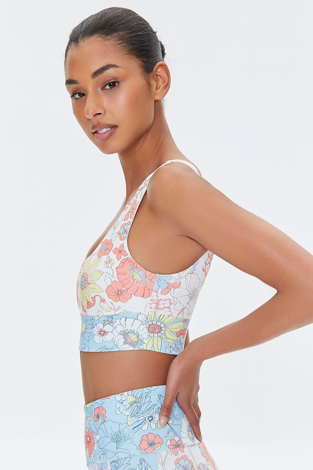  Forever 21 Floral Print Sports Bra - cream multi - Bonton