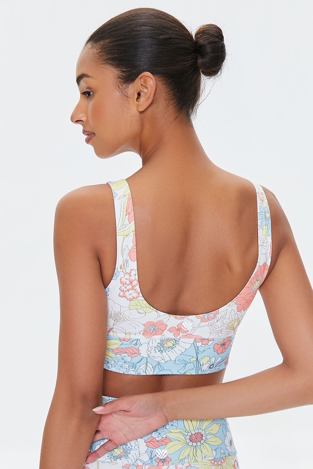  Forever 21 Floral Print Sports Bra - cream multi - Bonton