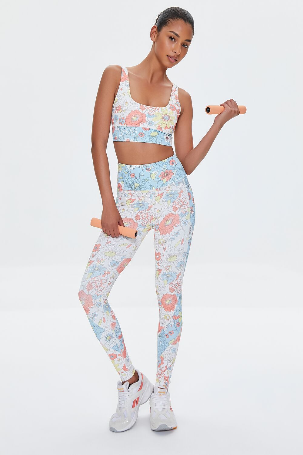  Forever 21 Floral Print Sports Bra - cream multi - Bonton