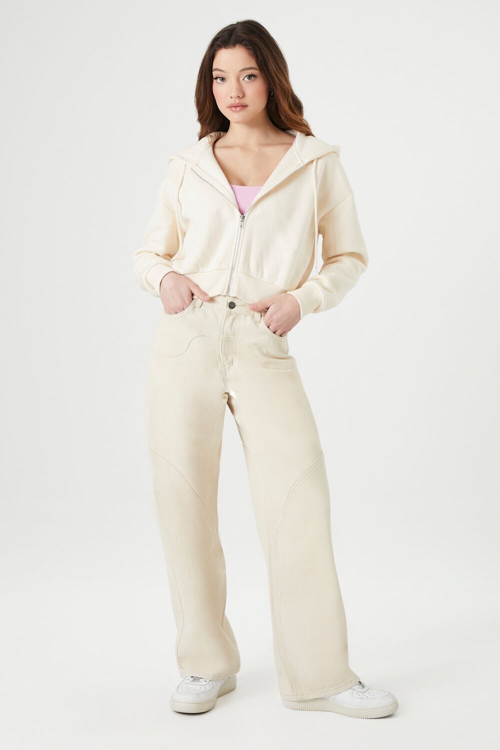  Forever 21 Basic Fleece Zip-Up Hoodie - heather grey - Bonton