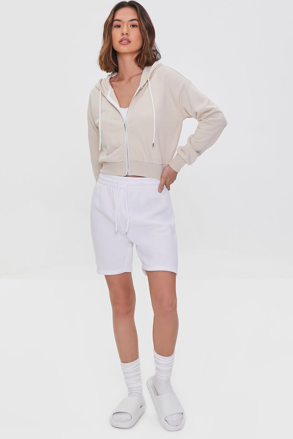  Forever 21 Basic Fleece Zip-Up Hoodie - heather grey - Bonton