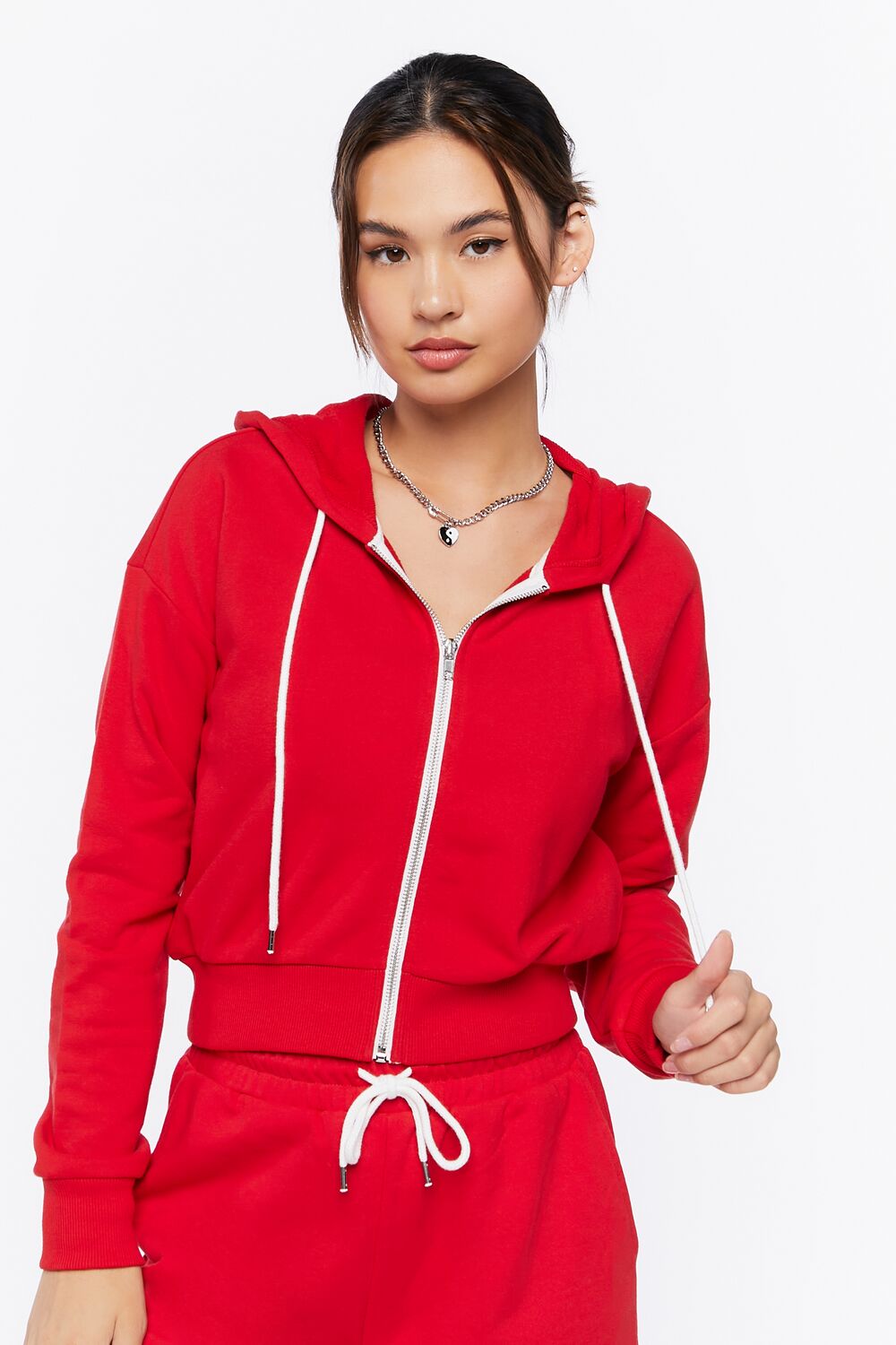  Forever 21 Basic Fleece Zip-Up Hoodie - heather grey - Bonton