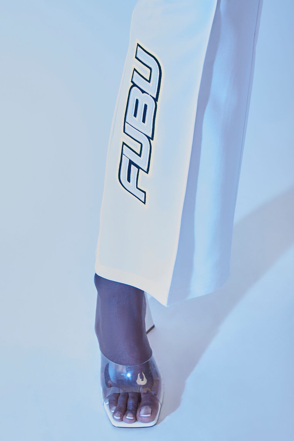  Forever 21 FUBU Embroidered Mesh Pants - white-multi - Bonton