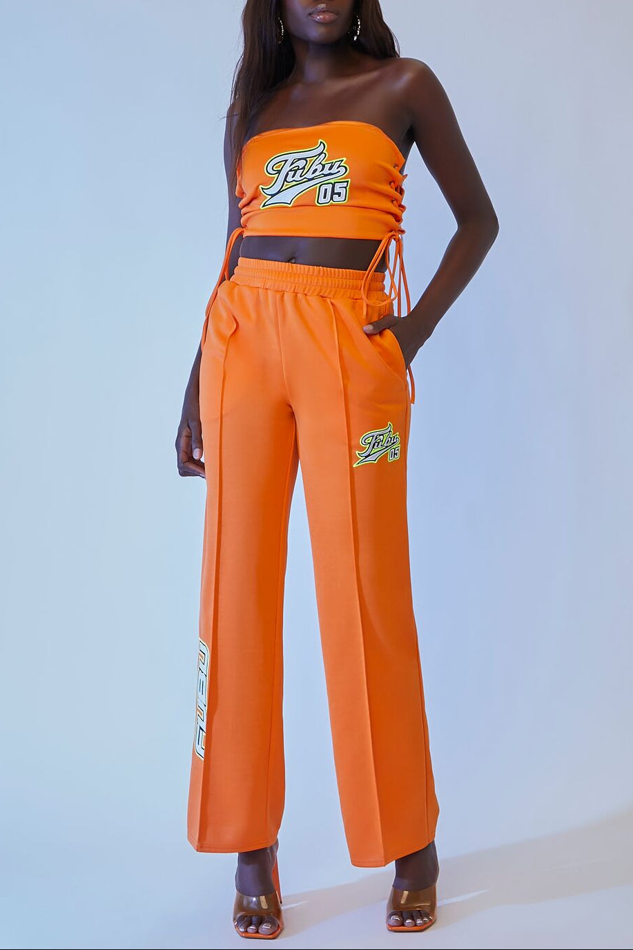  Forever 21 FUBU Mesh Track Pants - orange-multi - Bonton