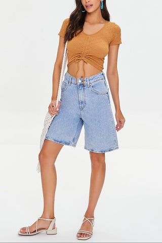 Pointelle Knit Crop Top