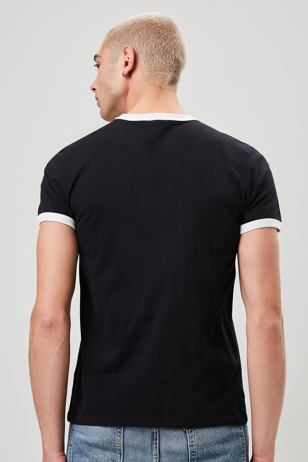  Forever 21 Crew Neck Ringer Tee - black white - Bonton